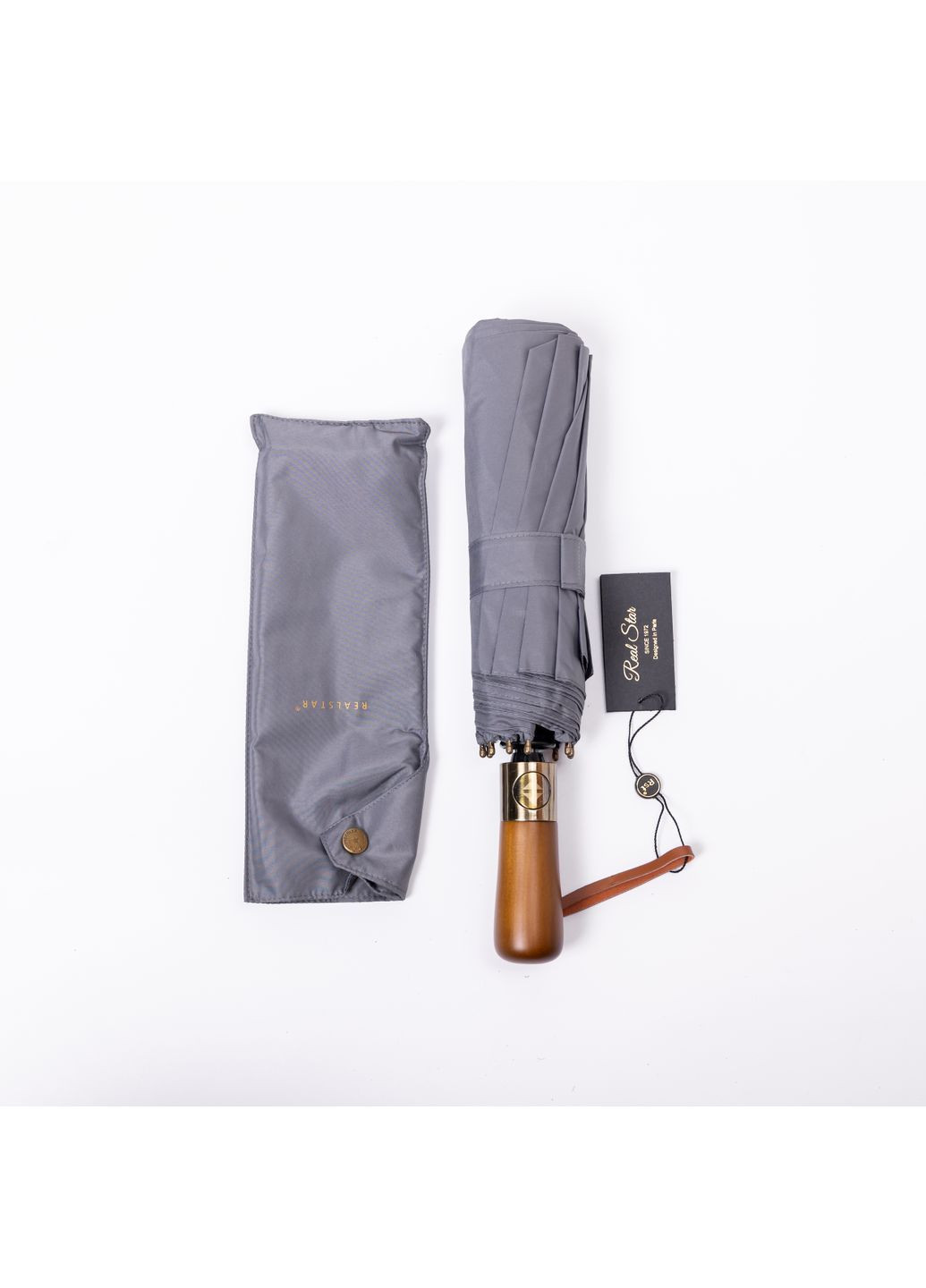 Сіра} парасоля автоматична складна 116 см, з дерев'яною ручкою, сірий yiwu hp-23-8g (364685087)