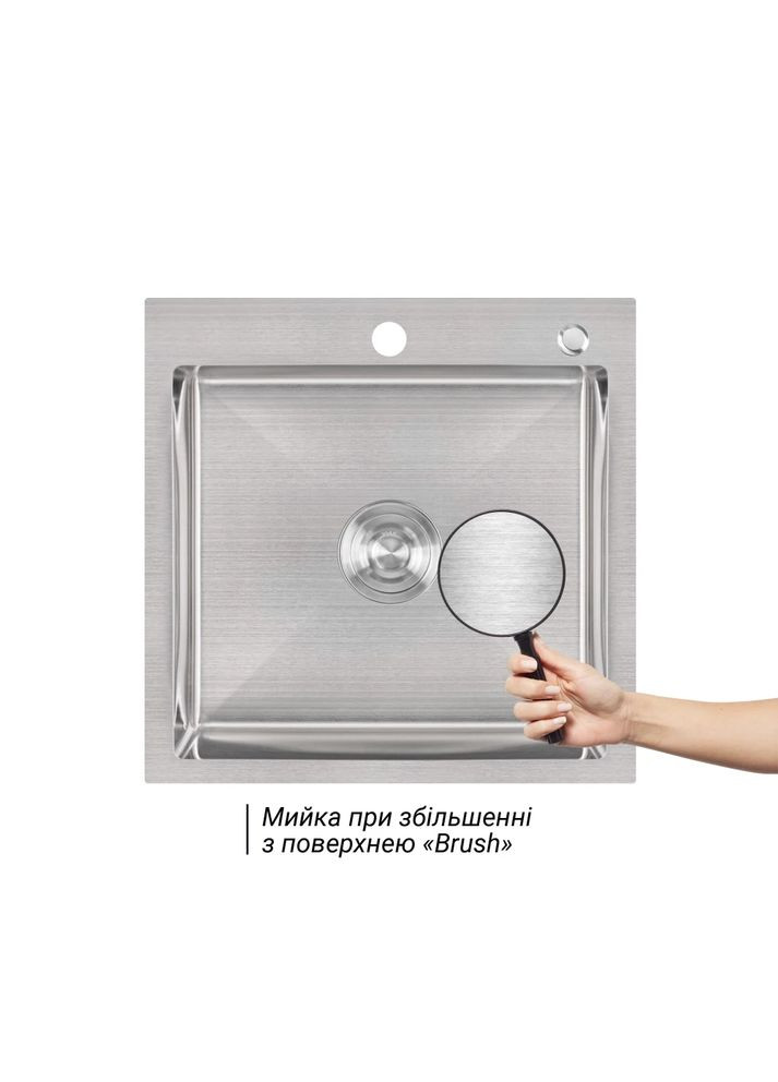 Мойка для кухни встроенная Handmade H5050 Brushed Steel 3,0/1,0 мм LIDZ (370290007)