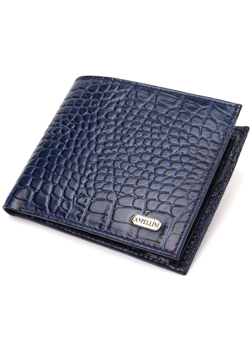 Цікаве чоловіче портмоне з натуральної фактурної шкіри 21774 Синє Canpellini (329151993)