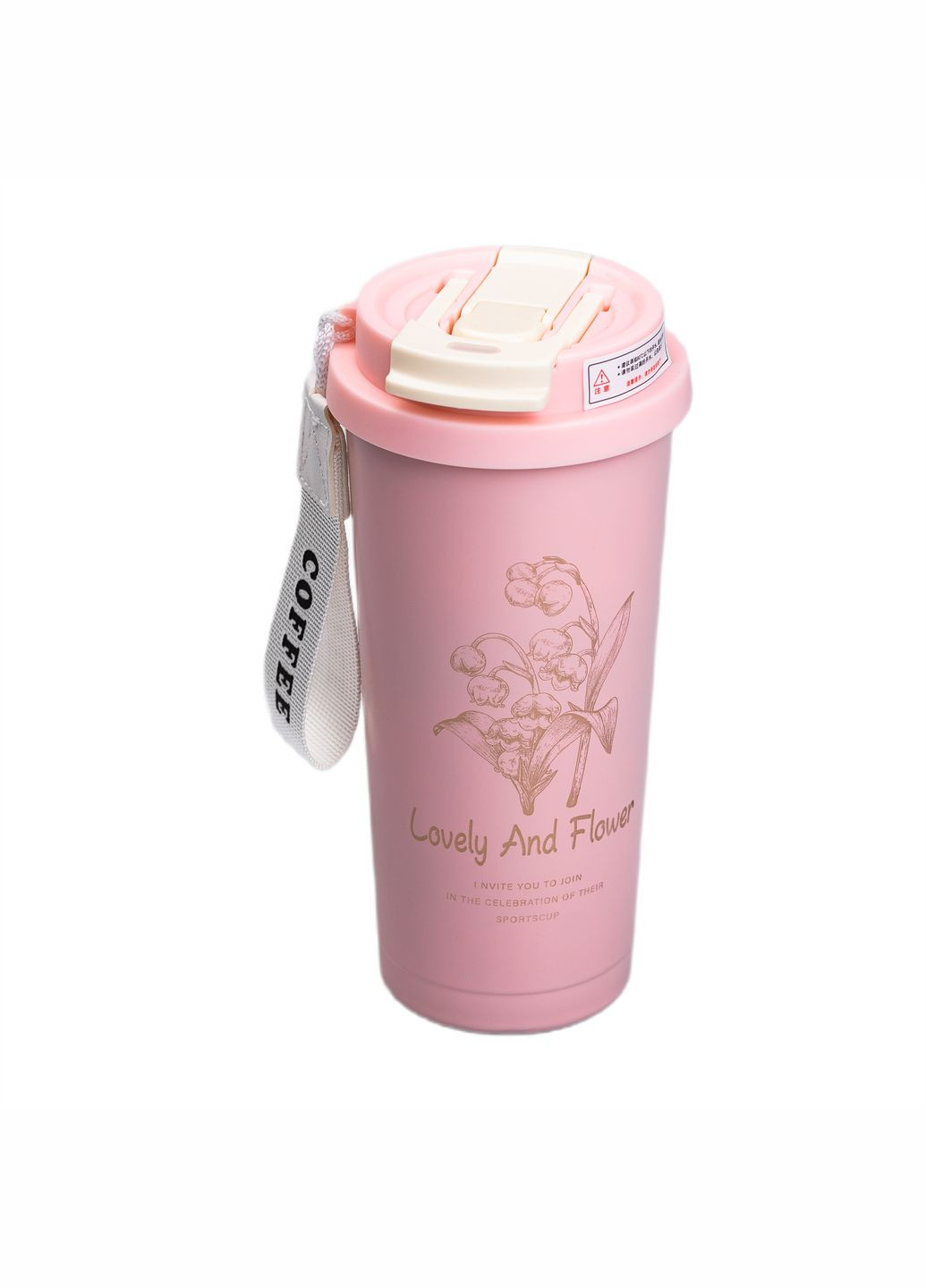 Термочашка Flower Style 500 мл з трубочкою і подвійним відкриванням, Yiwu (328602773)
