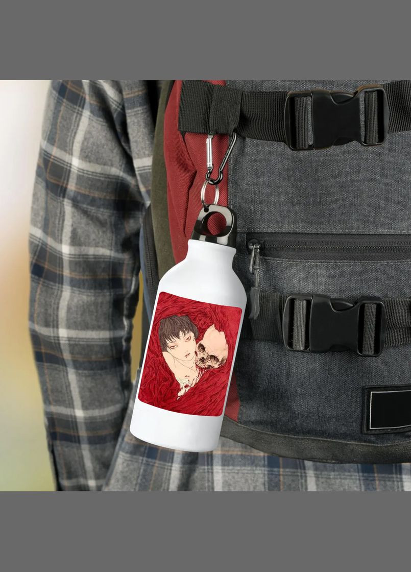 Фляга (бутылка) для воды с карабином 500 мл Металлическая (Туристическая, Для кемпинга, Для спорта) #109 500 мл Белый No Brand (323639533)