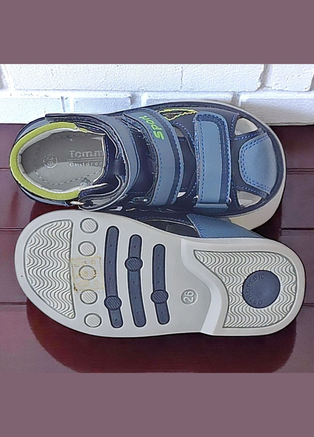 Синие спортивные, повседневные закрытые сандалии ортопедические босоножки на липучках для мальчика том м Tom.M на липучке