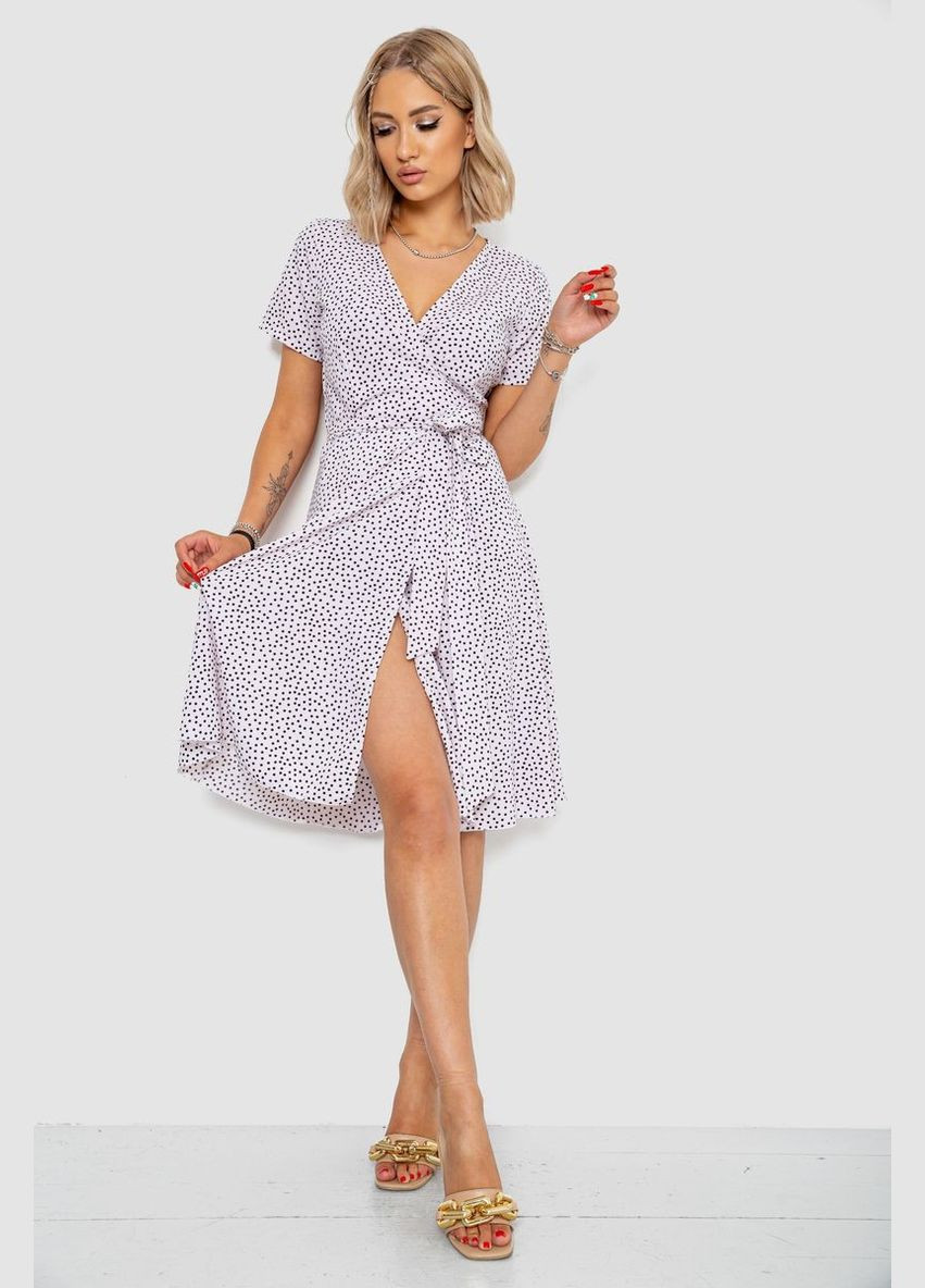 Молочное повседневный сарафан летний в горох с поясом свободного кроя молочный (sku_241r167) No Brand в горошек