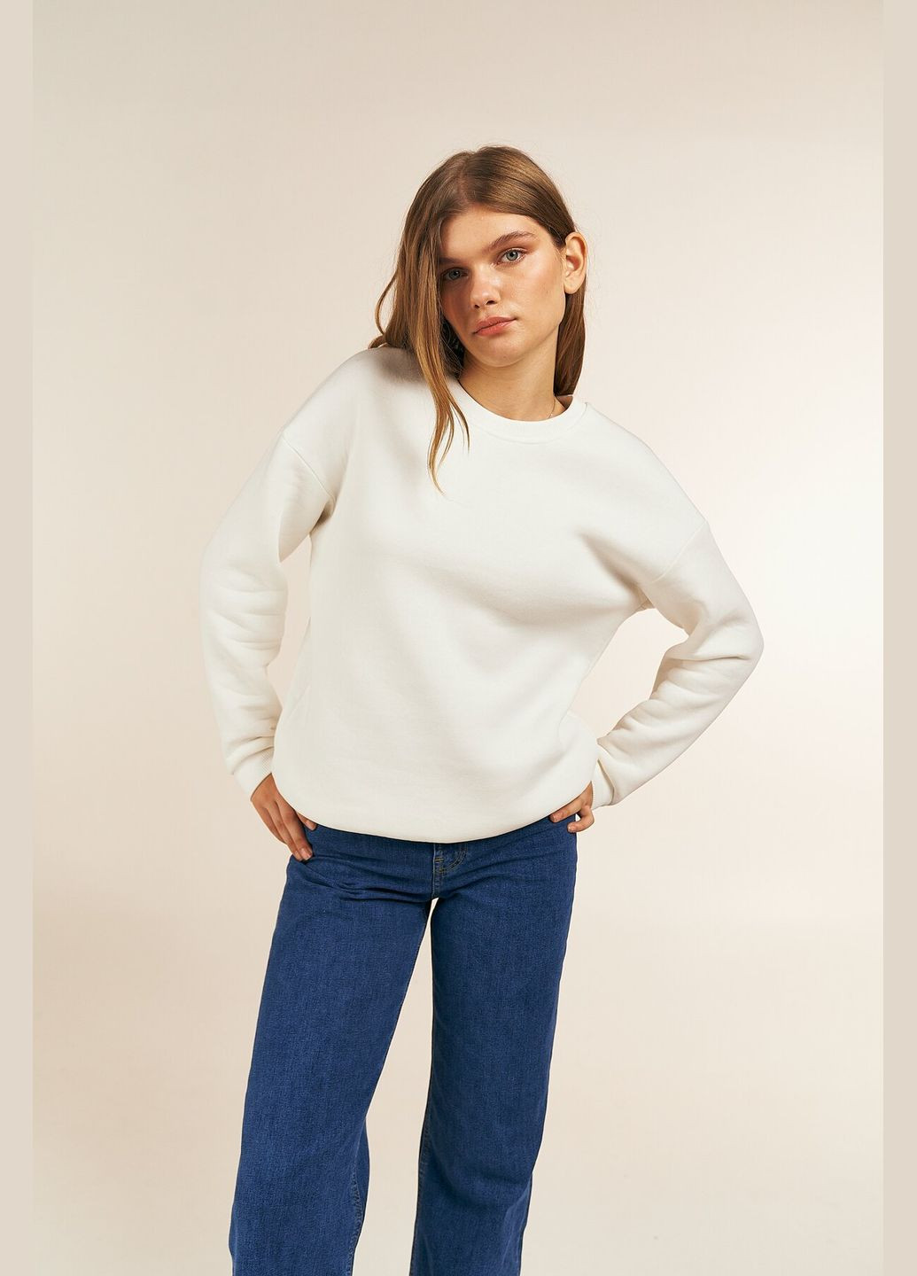 Молочний світшот однотонний жіночий wbc02318 shop (2000990259585) LAWA (315999445)