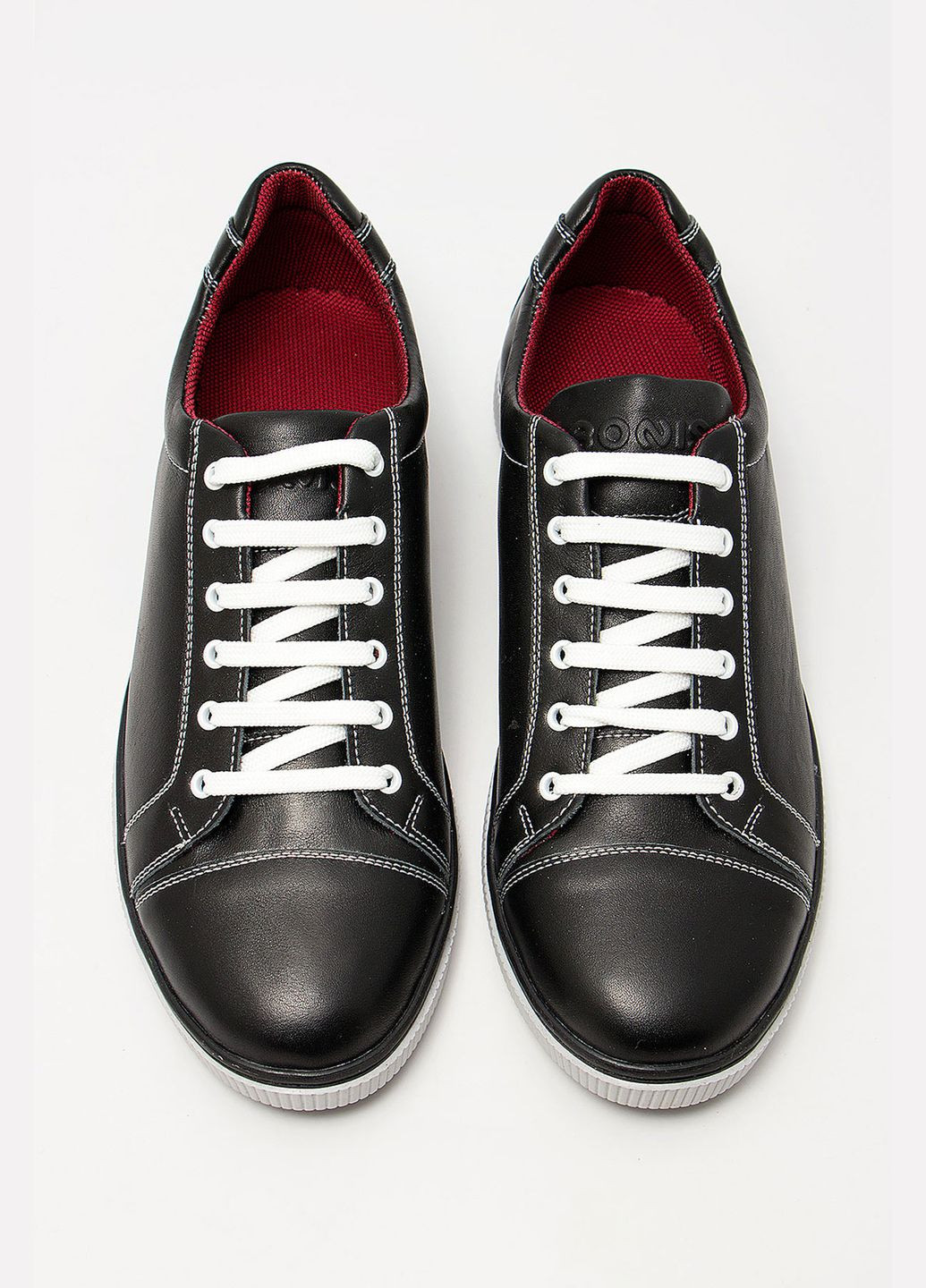 Черные мужские кожанные кеды (29.5 см) черные (502) Bonis