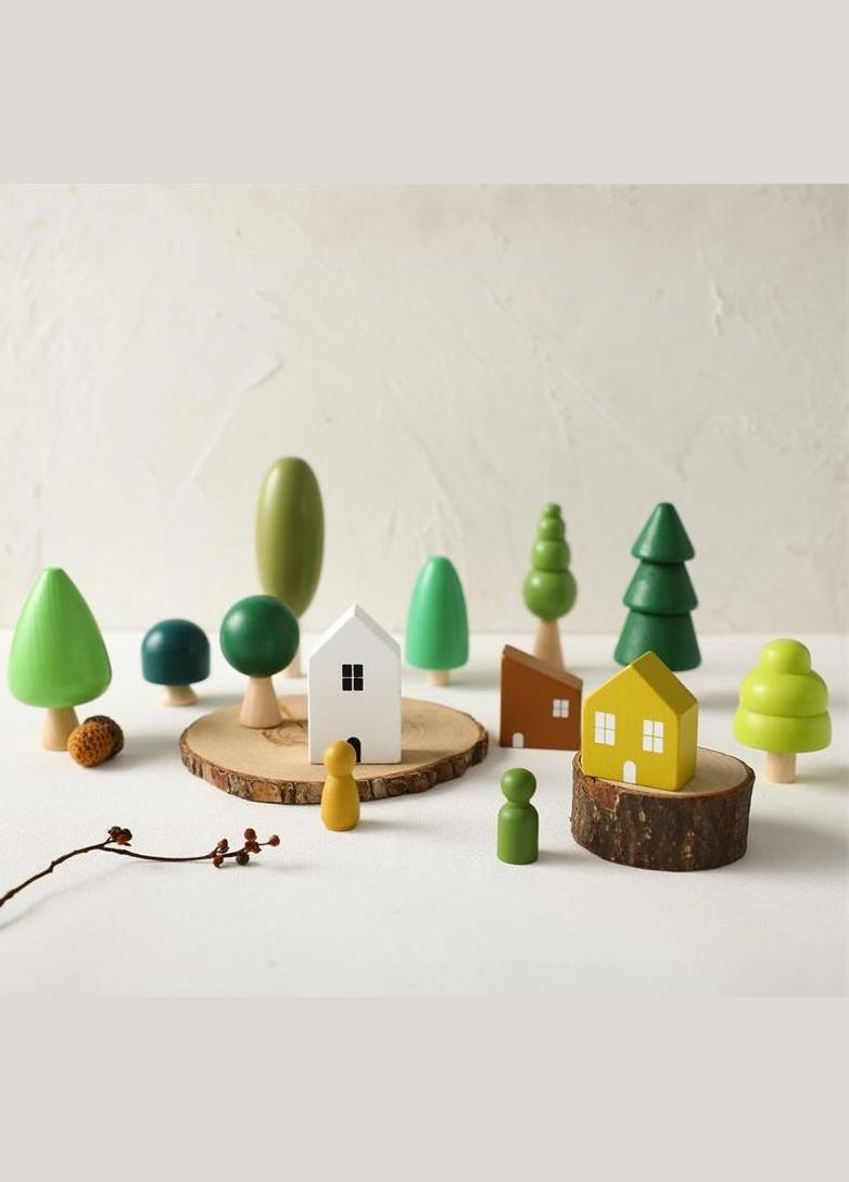 Дерев'яний ігровий набір Лісове містечко Asaki арт. 7229 Різнобарвний No Brand (303723477)