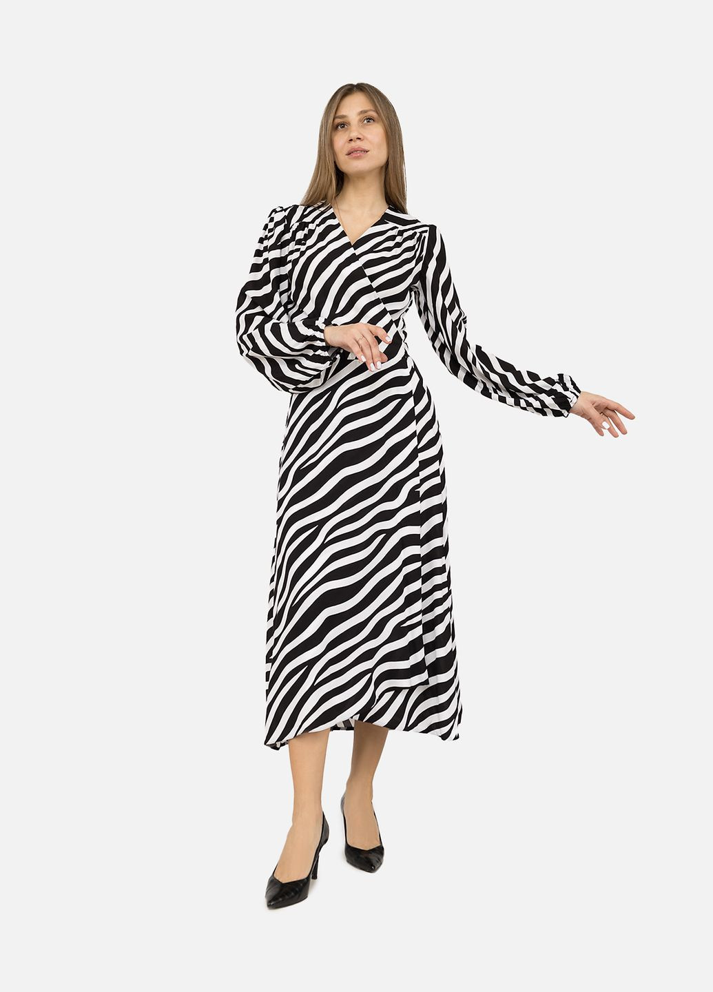 Черное платье на запах женское цвет черный цб-00271032 Yuki