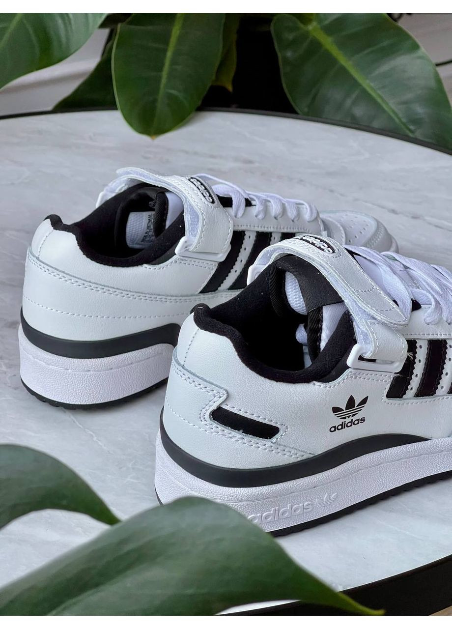 Кроссовки женские и мужские Adidas Forum Low White Black | Адидас Форум низкие белые No Brand белые демисезоны (362207196)