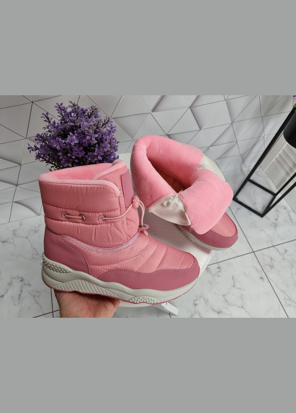 Дутики чоботи зимові на хутрі рожеві (24 см) sp-2851 No Brand (289728536)