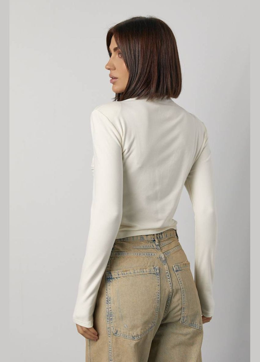 Трикотажный женский гольф с драпировкой и надписями Lurex Гольф (327256898)