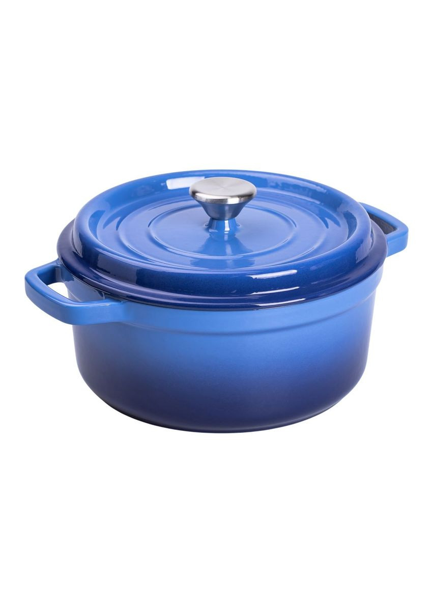 Каструля чавунна емальована 3 л з кришкою Ø24 см Синя HP-1-3BL No Brand (353502256)