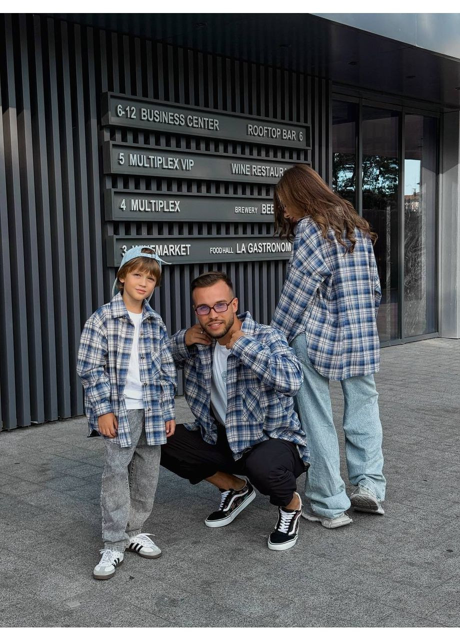 Синяя повседневный, кэжуал рубашка однотонная No Brand с длинным рукавом