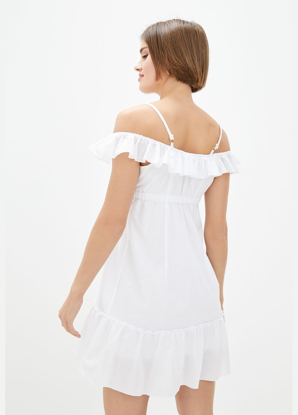 Белое кэжуал короткое платье белого цвета в морском стиле. ORA однотонное