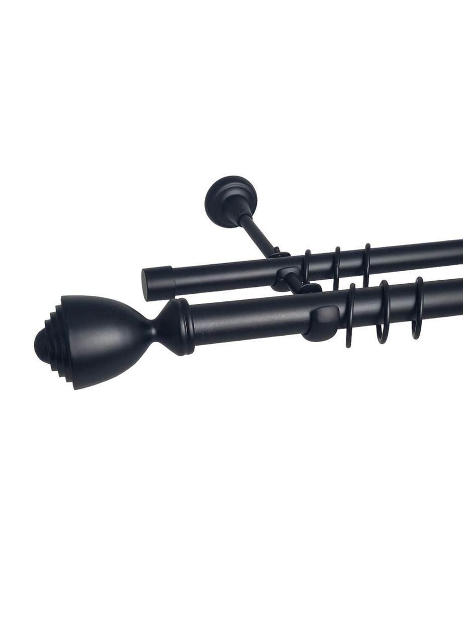 Карниз для штор Савона металевий дворядний гладка труба кільце металеве Чорний 19\19 мм 300 см ORVIT (299334832)