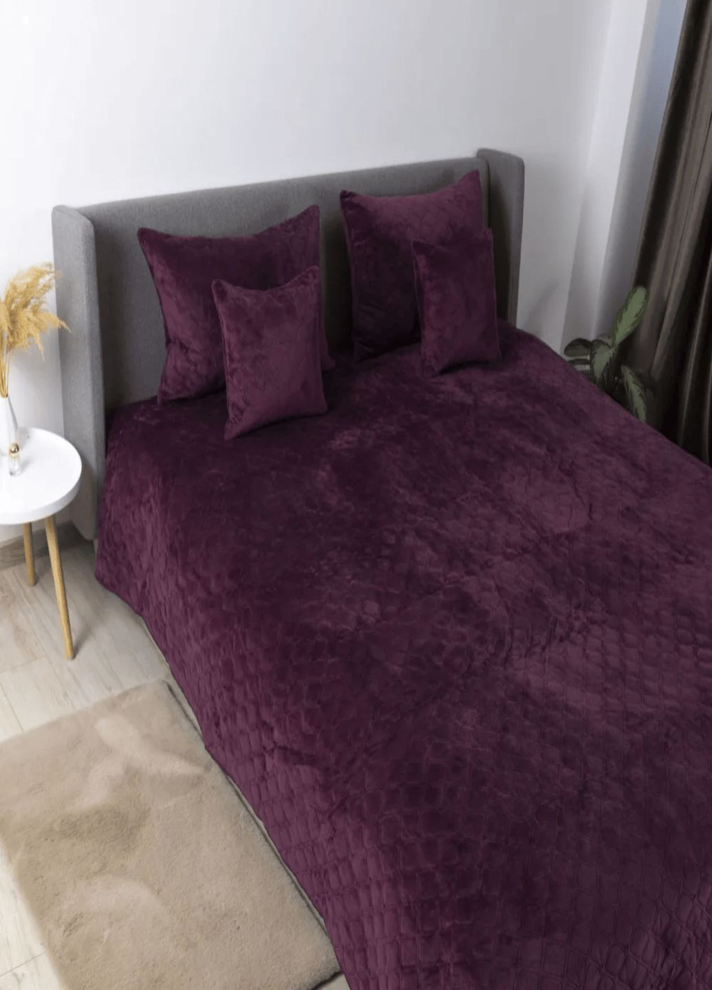 Покривало . Покривало 150х210 см. Покривало Велюр колір бордовий. ТЕП Покривало (322069133)