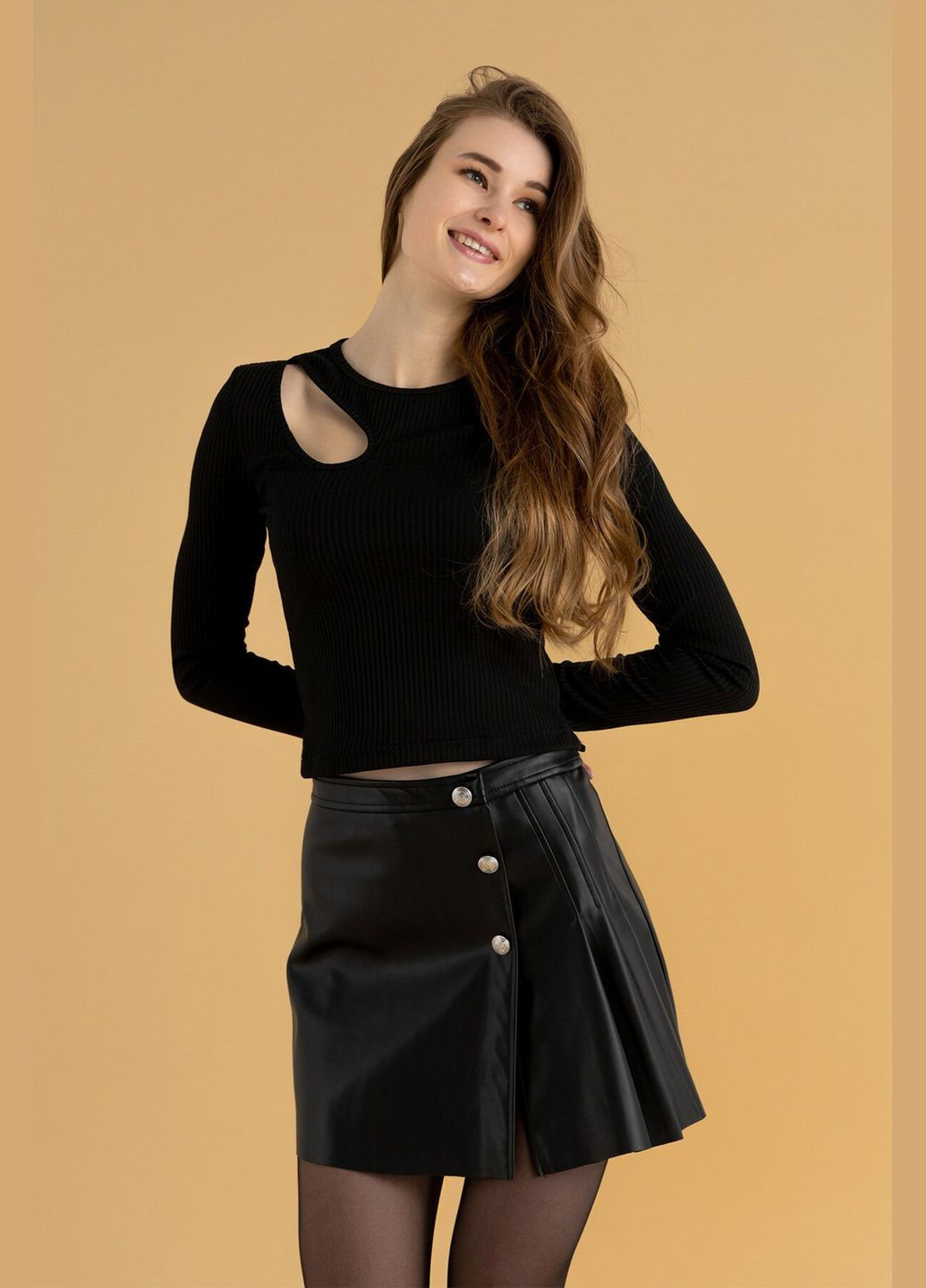 Лонгслив однотонный женский WTC02334 Черный shop (2000990324481) LAWA (329034164)