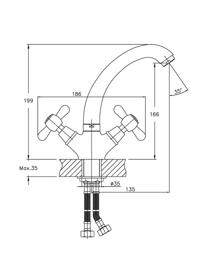 Змішувач для умивальника Dominox (HB0081) Haiba 272 (393363023)