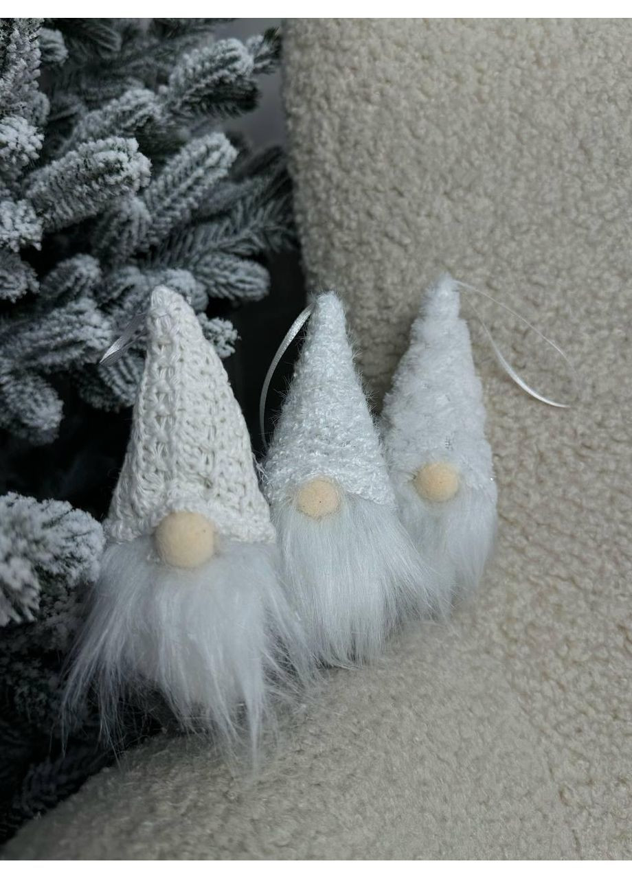 Набір різдвяних прикрас Гноми 3 шт. 5х15 Білі No Brand (370161643)