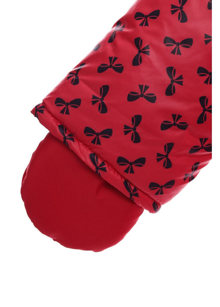 Червоний зимній комбінезон на синтепоні для дівчинки з принтом бантиків нуль підстібка білий з чорним хутро червоне 86 см (51444) BABYKROHA