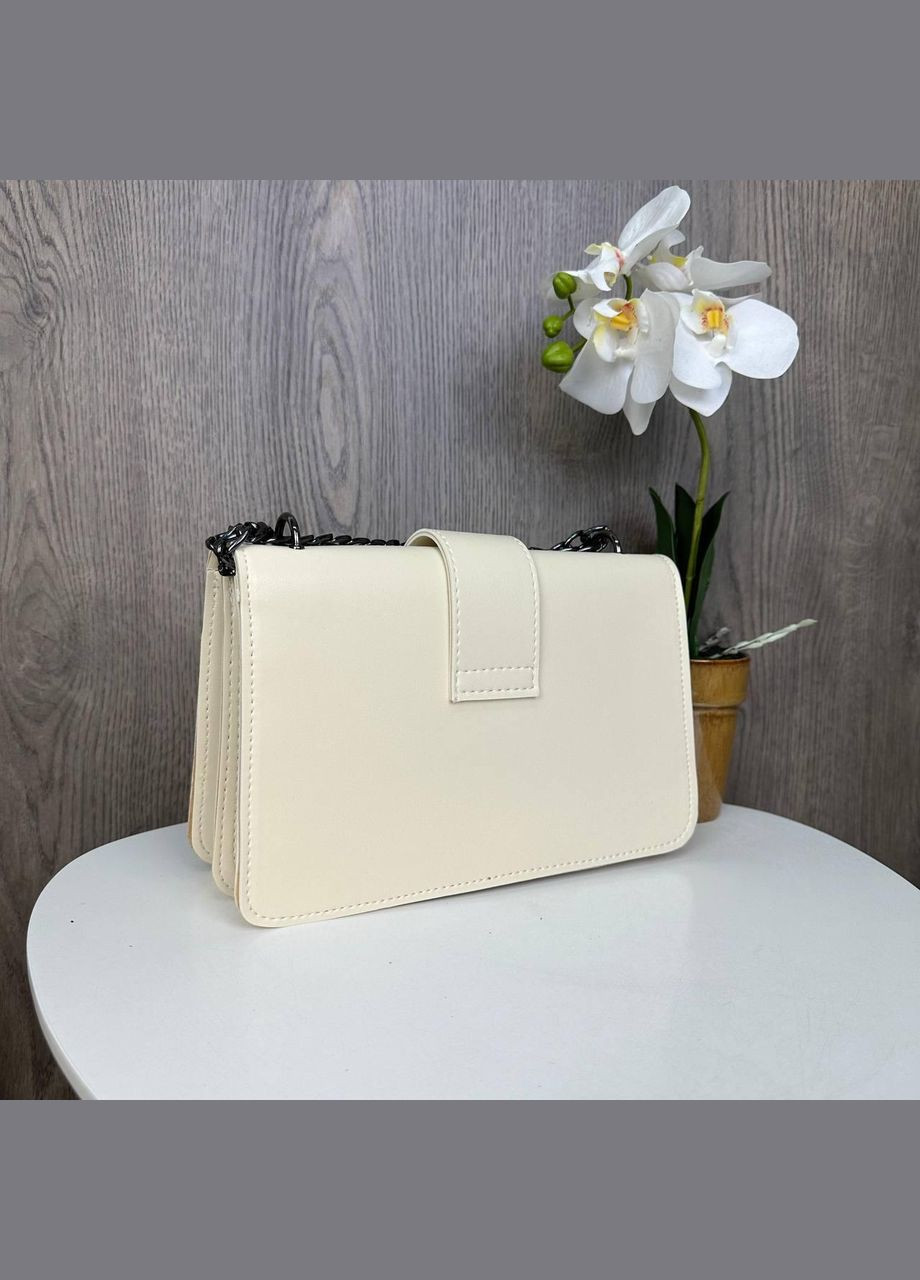 Жіноча міні сумочка клатч на плече з ланцюжком, маленька сумка екошкіра молочна (sku_1234) No Brand (330575751)
