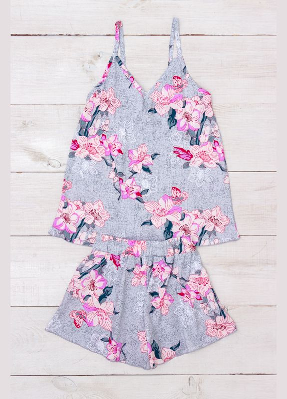 Світло-сіра комплект жіночий (топ+шорти) (p-10028) Носи своє 8336-002