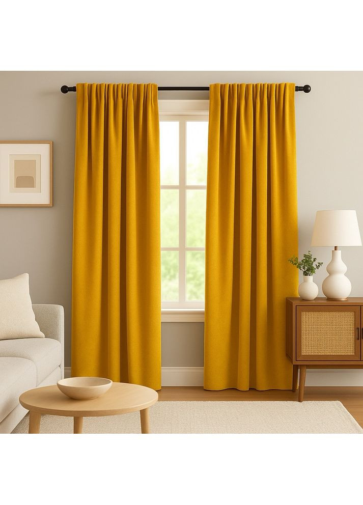 Комплект штор 2 шт 150х260 см, Canvas штори, гардини, портьєри на шторній тасьмі жовтий IDEIA (369165193)