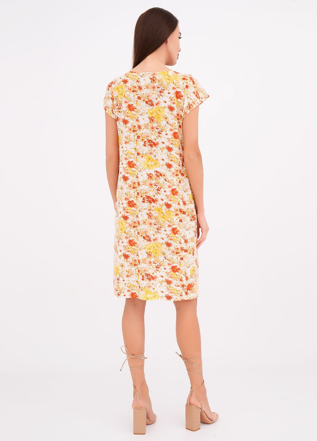 Бежевое платье Трикомир с цветочным принтом