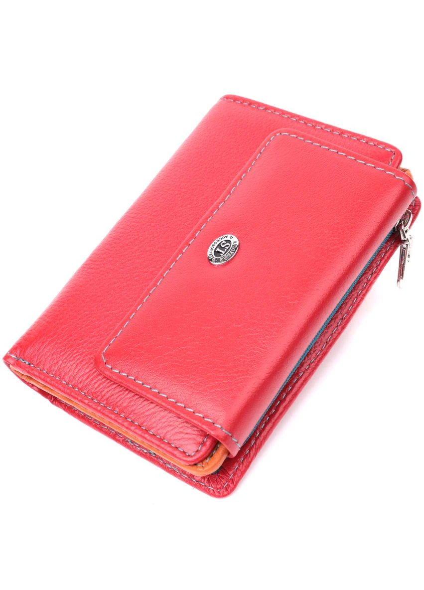 Яскравий гаманець для жінок із натуральної шкіри 22503 Червоний st leather (401901412)