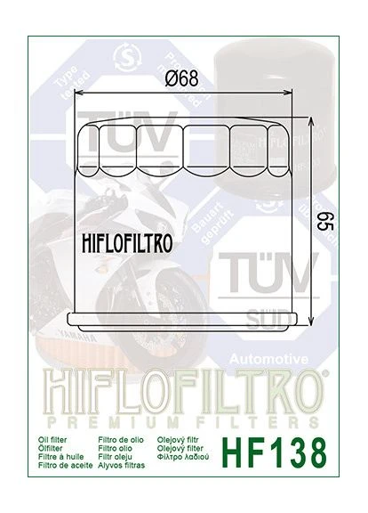 Оливний фільтр SUZUKI GSX-R 600/750/1000/1100/1300 GSF 600/650/1200/1250 Bandit,GSR 600/750 HIFLO HF138 HiFlo Filtro (380705805)