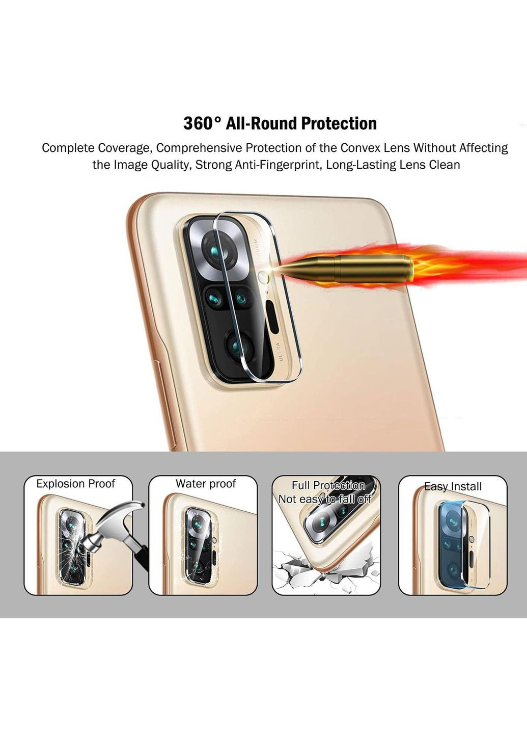 Захисне скло камери для Xiaomi Redmi Note 10 Pro QHOHQ 9H No Brand (354828873)