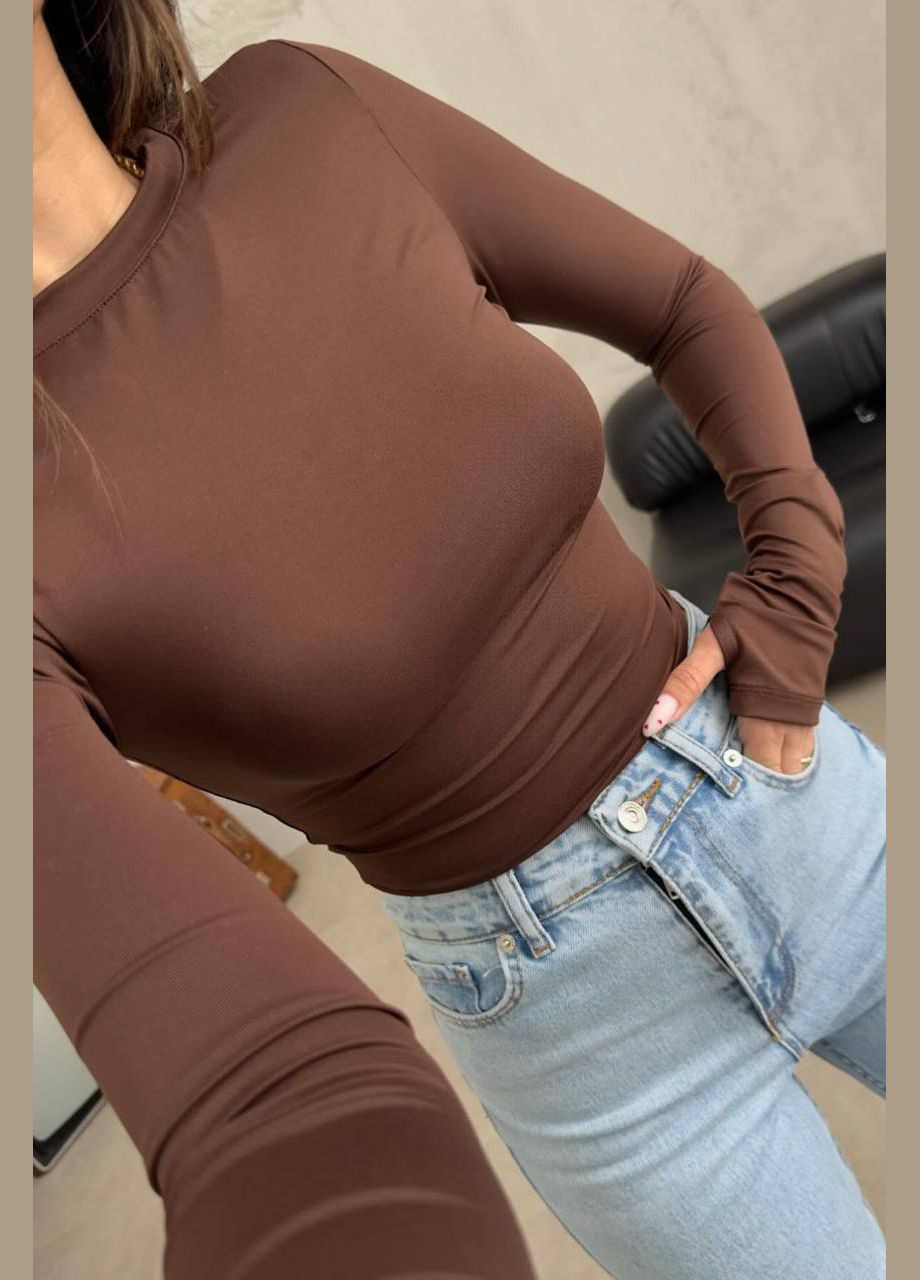 Батник женский темно-коричневого цвета Let's Shop (301000892)