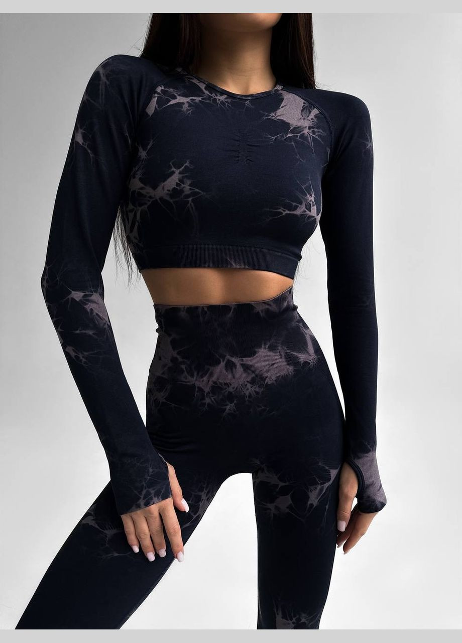 Жіночий фітнес топ і лосини чорний No Brand костюм (321971283)