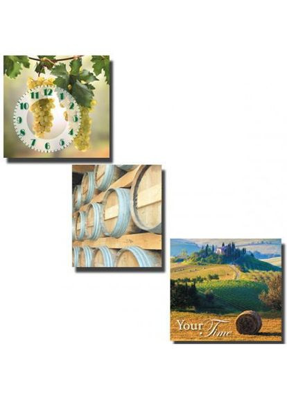 Часы настенные "Солнечная Тоскана" на холсте 3х секционные S&T (329897688)