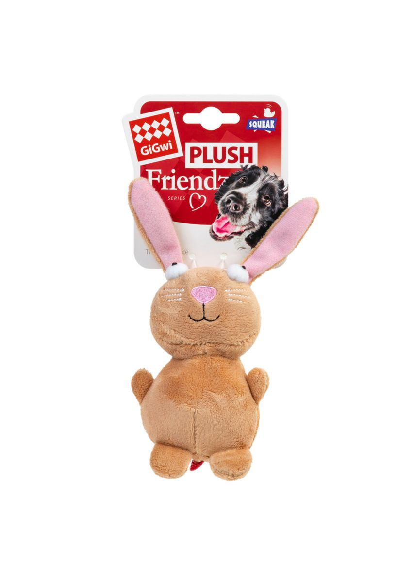 Іграшка для собак Кролик з пискавкою Plush 16 см Коричневий (75053) GiGwi (279567715)