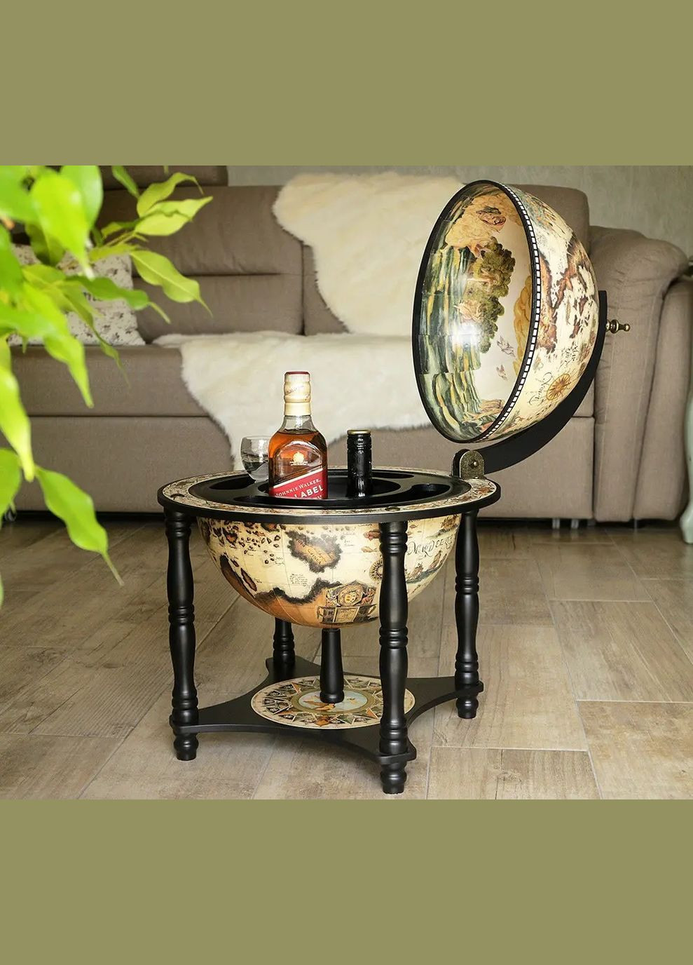 Глобус бар подарок напольный в кабинет карта мира элитный подарок мужчине на юбилей | Диаметр сферы 33 см Handmade 33006W-В (345646755)