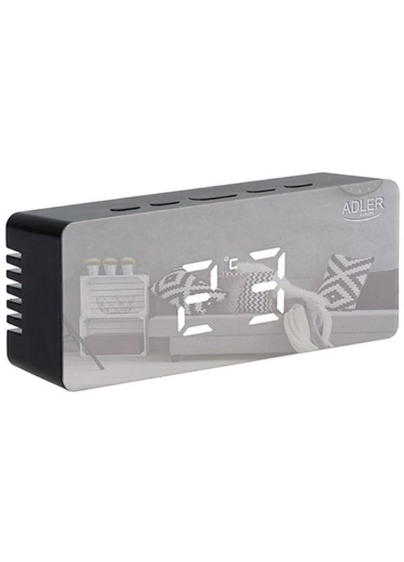 Настольные часы-будильник AD 1189 black 5.5х8.2х14.8 см черные Adler (338182533)
