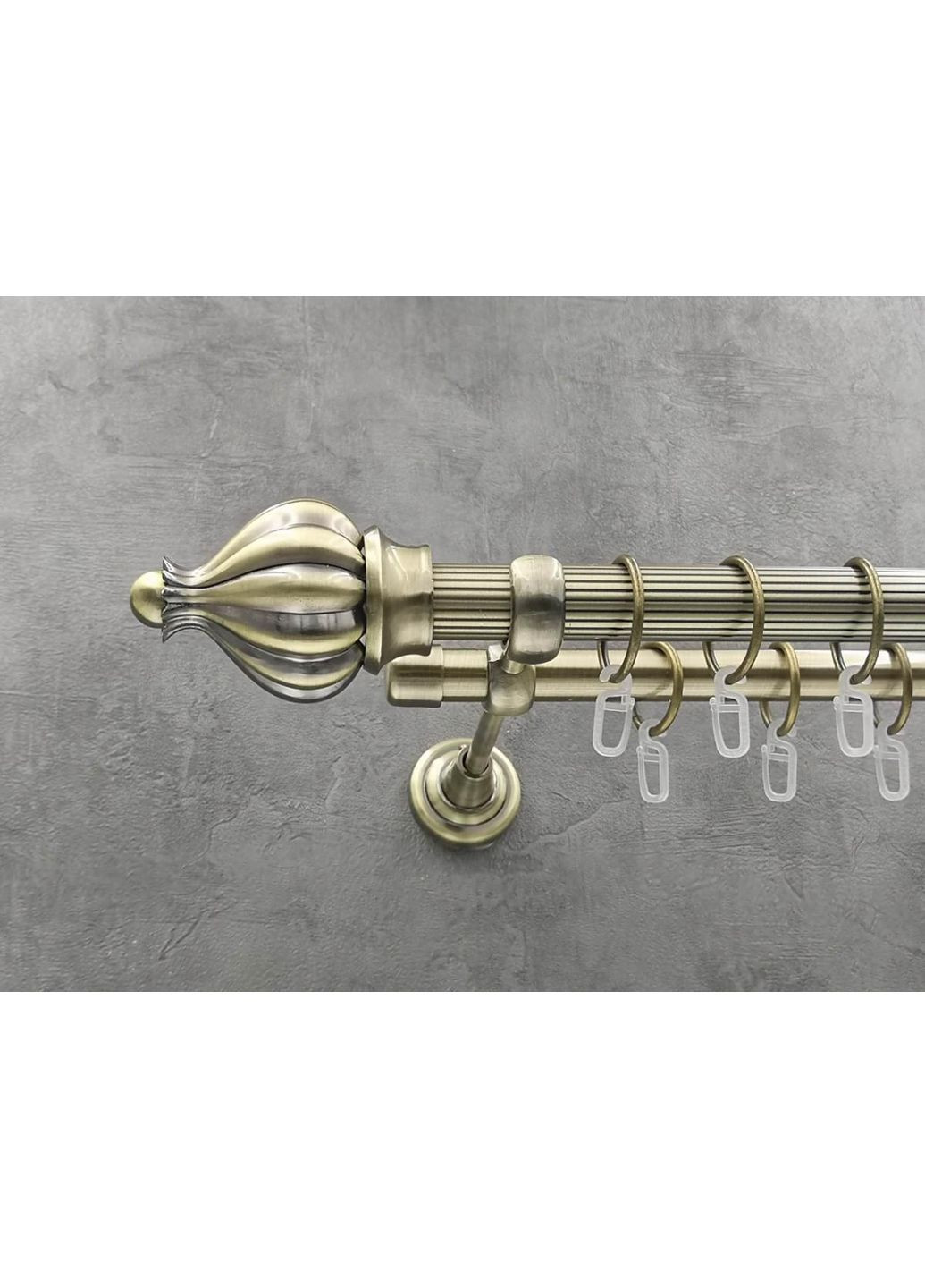 Карниз Таджа рифленая штанга двойной открытый 25/19 мм 160 см Антик Quadrum (352781487)