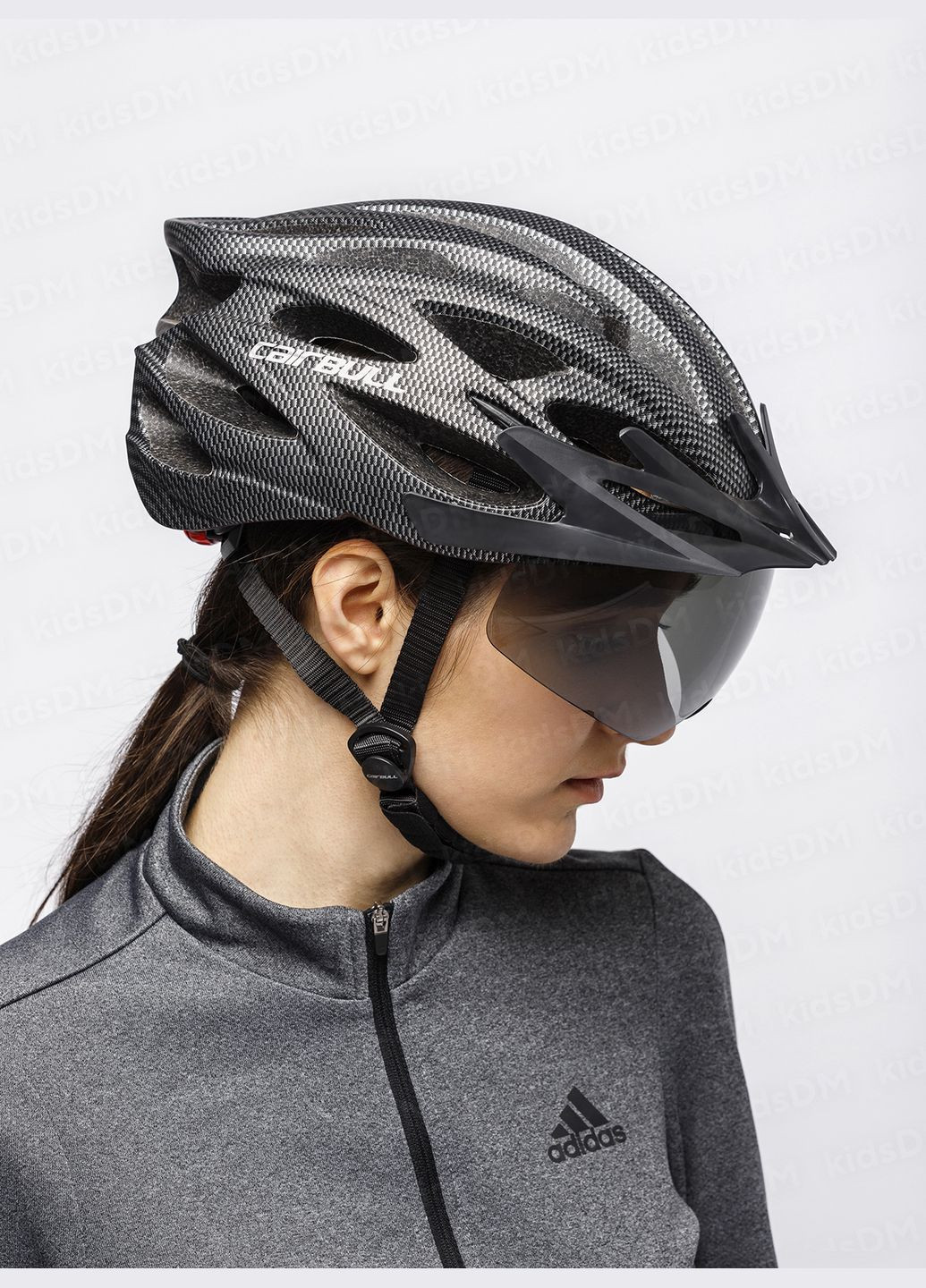 Велосипедный шлем с визором и фонарем женский велошлем с козырьком шлем для велосипеда мужской Темно-серый 73586 Cairbull (329316405)