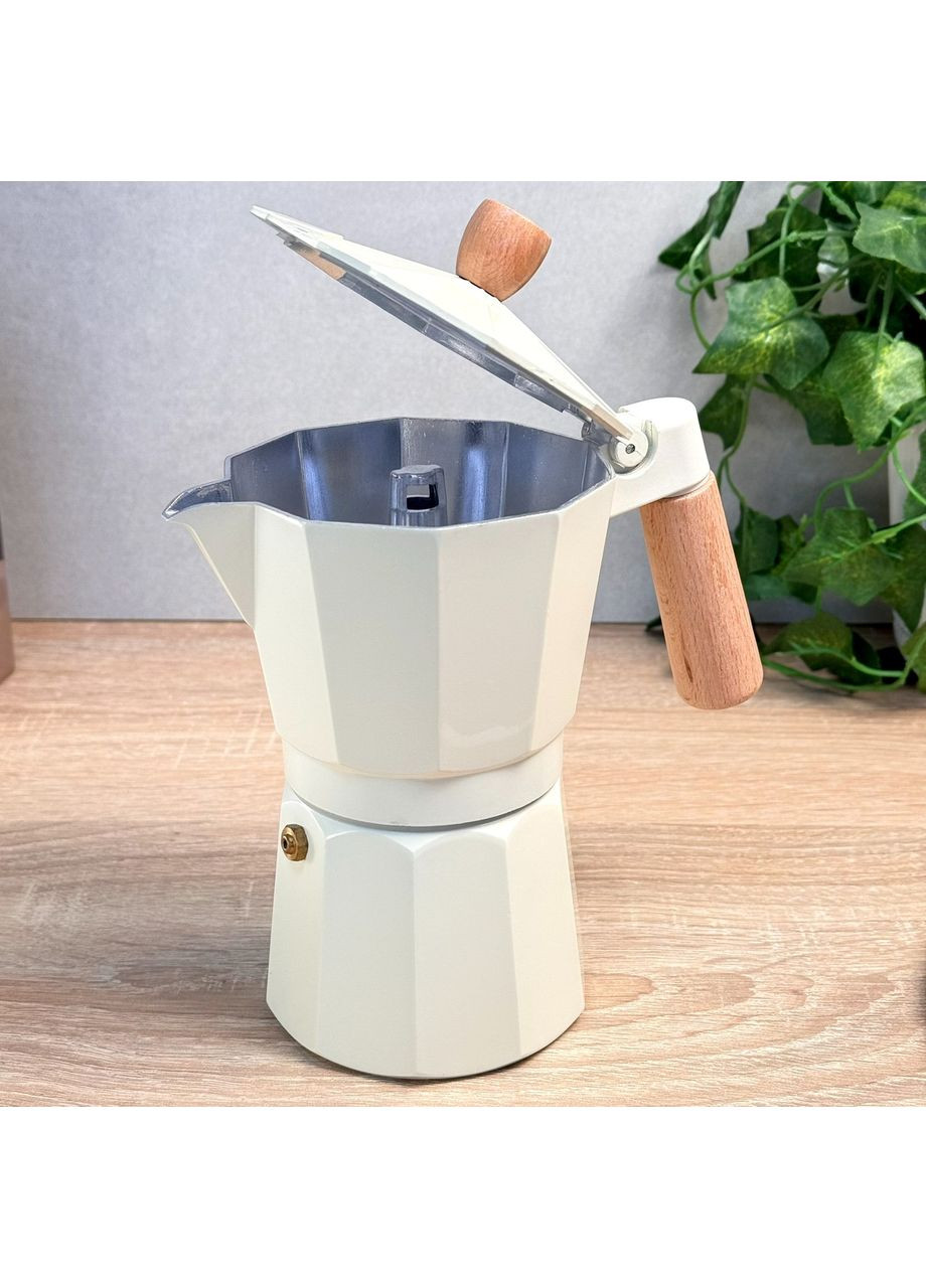 Гейзерна кавоварка алюміній 300 мл кремова GT-10066 Deli Gusto (369477916)