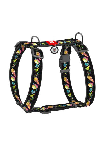 Шлей для собак Nylon анатомическая H-образная с QR-паспортом "Рик и Морти 3" пластиковый фастекс, XL (323-0282) WAUDOG Nylon анатомічна H-подібна з QR-паспортом &quot;Рік і М (366487419)