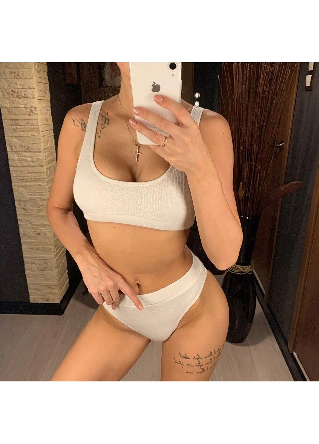 Білий купальник роздільний modern із завищеною талією білий No Brand