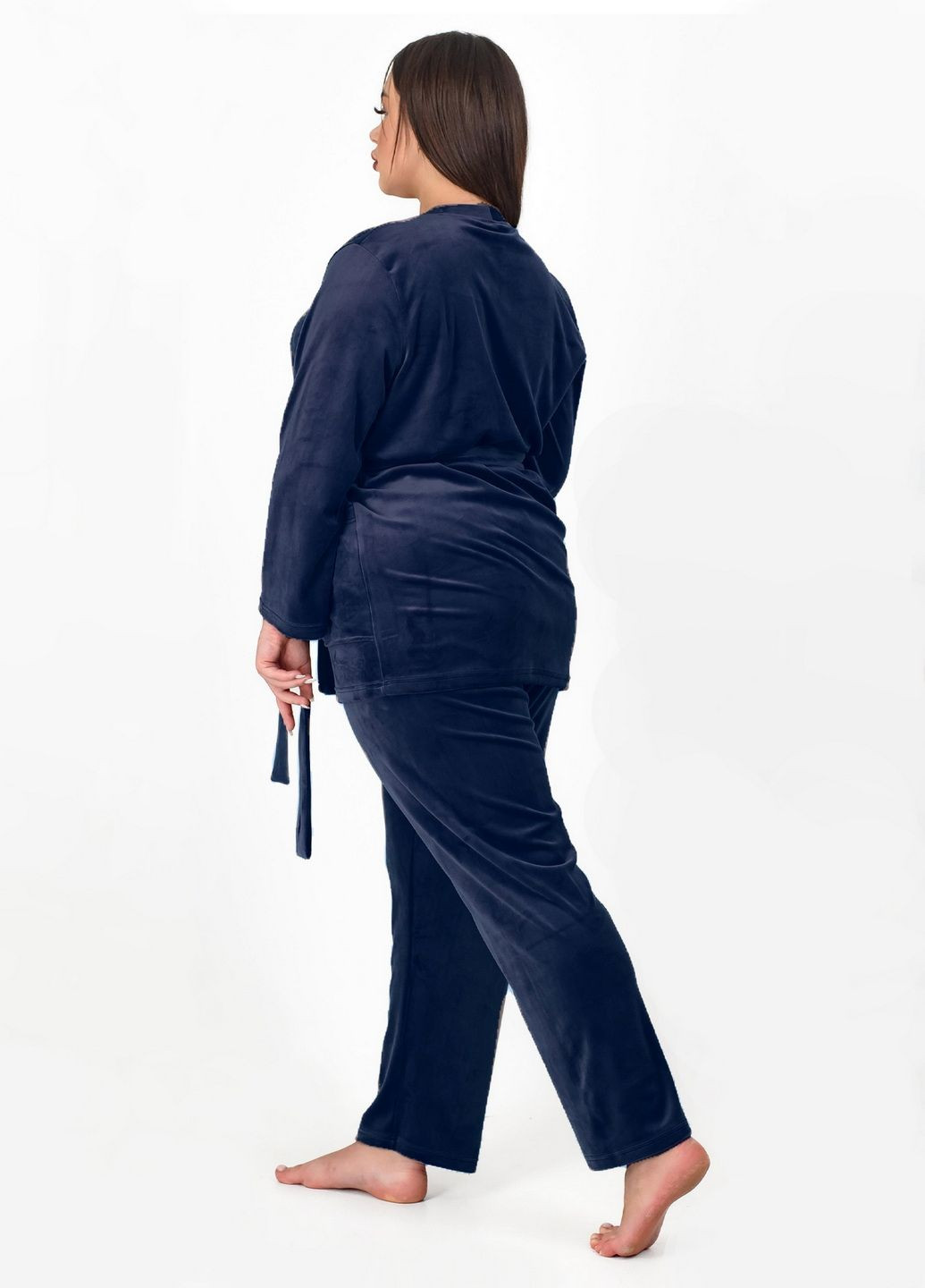 Темно-синий демисезонный комплект женский велюровый N.EL.