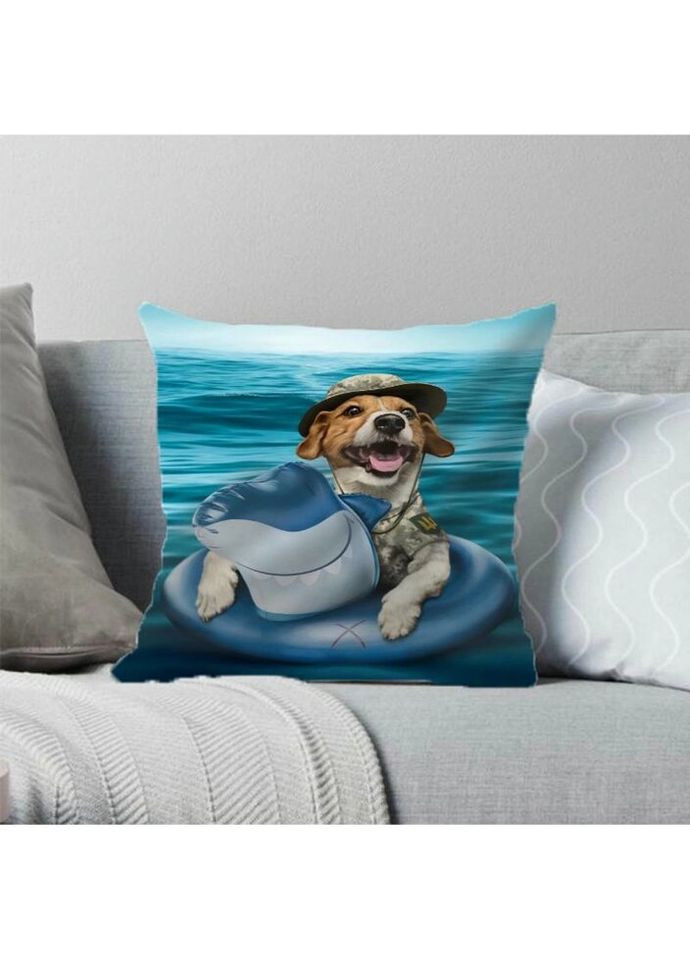 Подушка патриотическая 3D Пес Патрон на море 2768_E 12900 50х50 см Fashion (297158626)