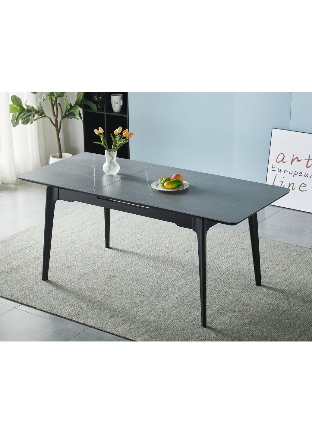Стіл обідній розкладний BERLIN CERAMIC 140(180)*80 мат кераміка/чорний каркас Intarsio (372706873)