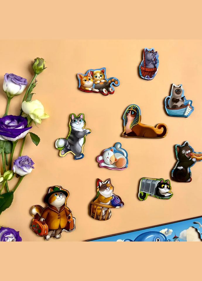 Деревянный пазл-вкладыш "Котики -1" (ПСД128) PSD128 с домиком Ubumblebees (302010188)