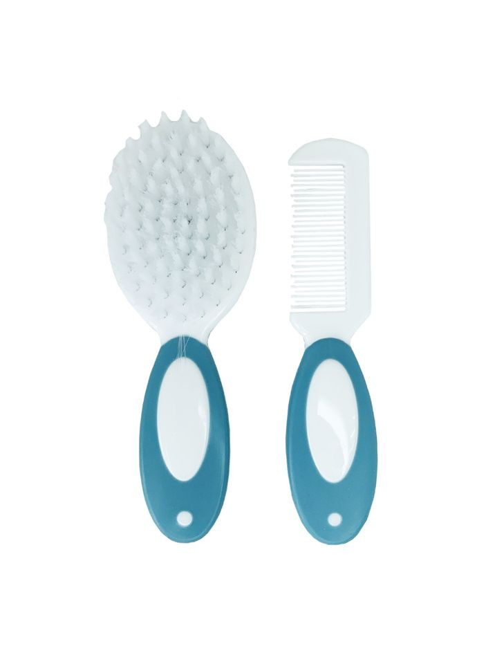 Набір дитячий гребінець і щітка для новонароджених блакитний м'який ворс для догляду за малюком Megazayka (368755985)