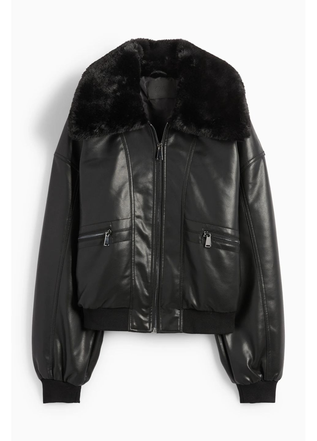 Чорна демісезонна куртка з еко шкіри C&A