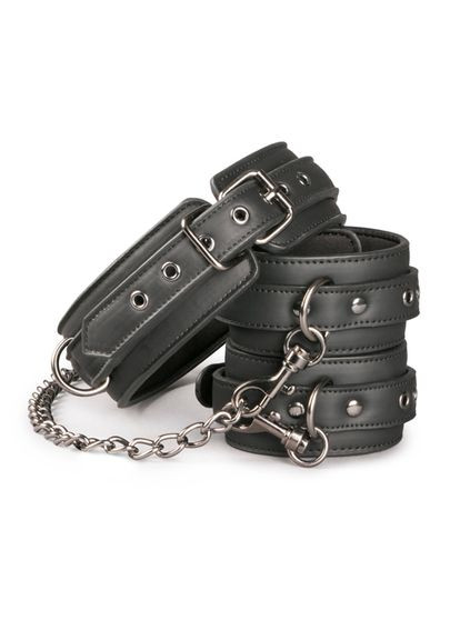 Нашийник з поножами Leather Collar With Anklecuff чорний CherryLove EasyToys (293293855)