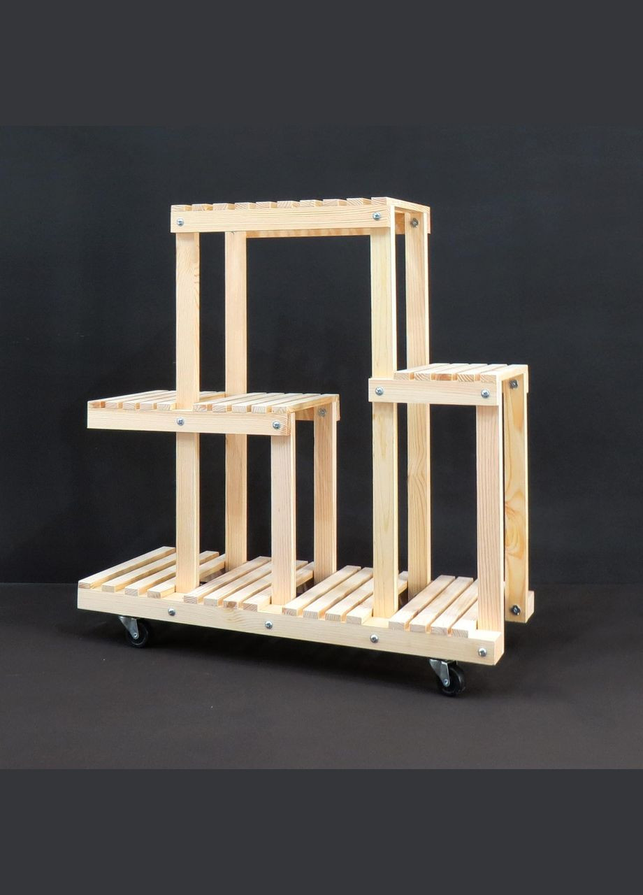 Подставка для цветов из дерева Шатийон на колёсиках бланже (ЦВТ-111301) No Brand (328227042)