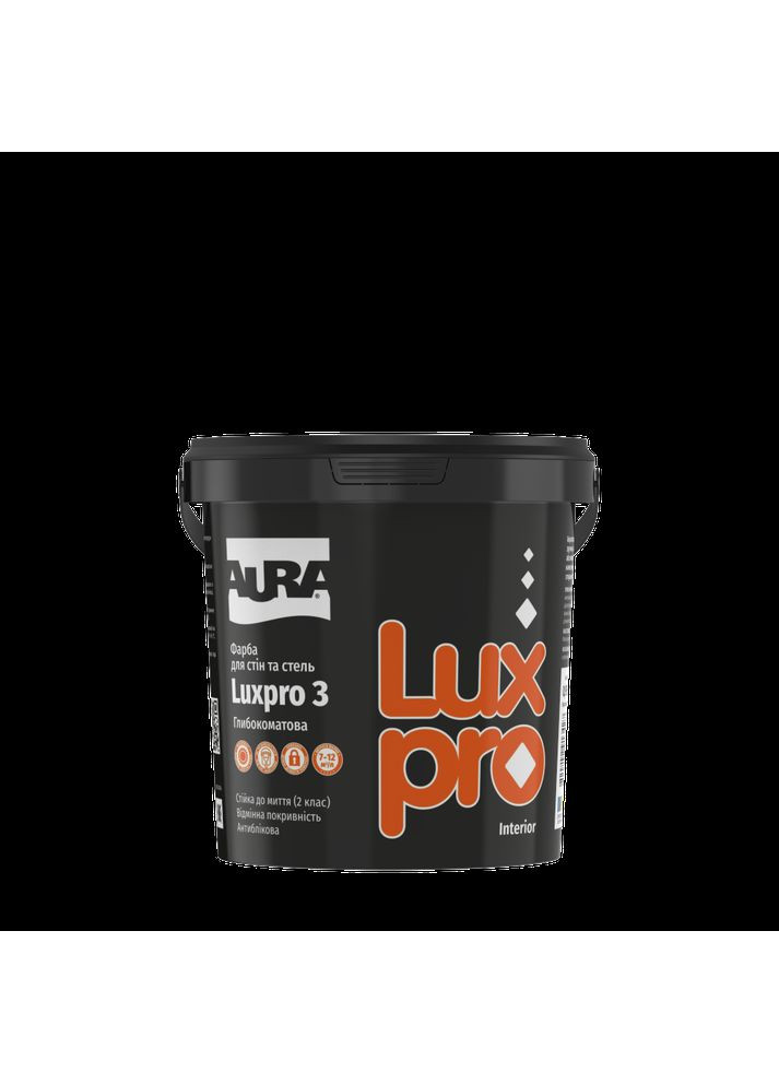 Фарба інтер'єрна Luxpro 3 для стін та стель антиблікова глибокоматова біла 0.95 л AURA (354298907)